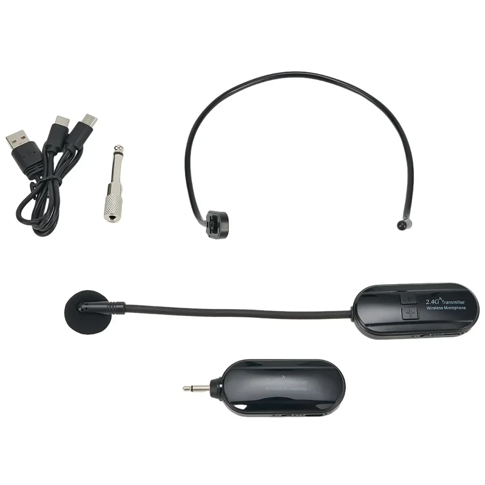 Convenient 2 in 1 USB Cable 2 4G Wireless Microphone Headset Mic 50M Range for Outdoor Live, Dancing, Voice Teaching