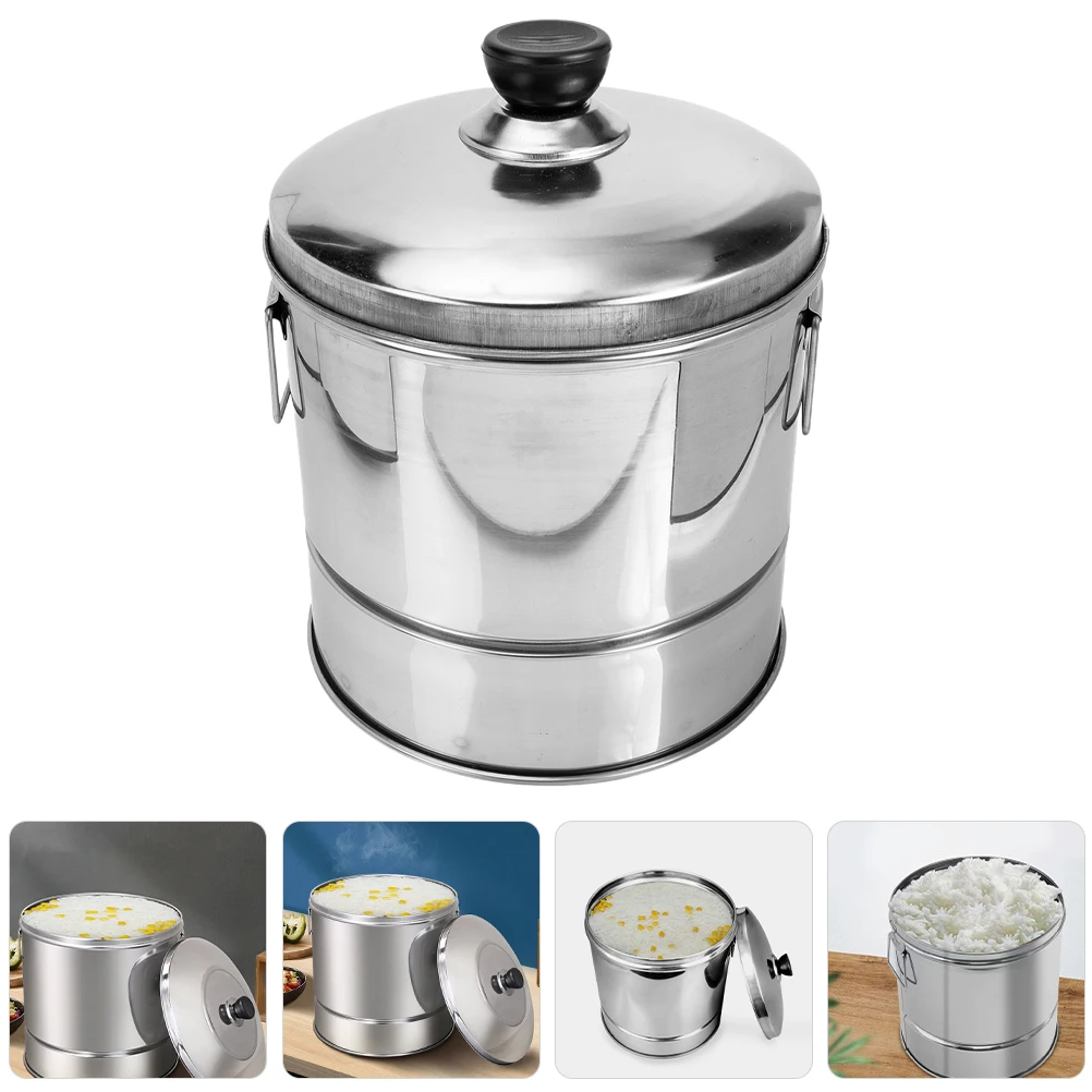 

Stainless Steel Rice Steamer Multi-Functional Steamer Pot Sushi Server Rice Cookware Smooth Surface Easy Handle Lid