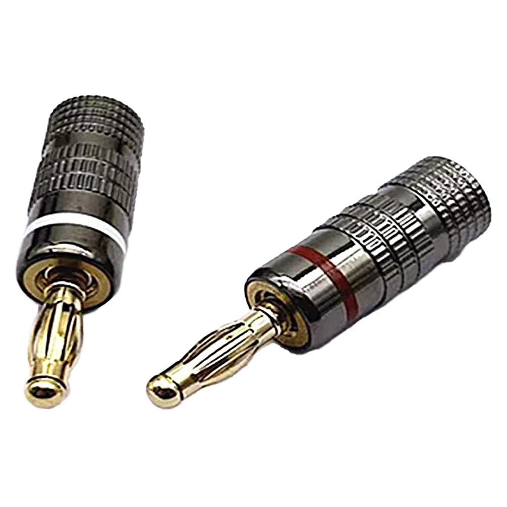 4PCS 4MM Gold-Plated Copper Banana Plugs Solderless Audio Connectors for DIY/Home Theater/Pro Sound, 15A, Gun Metal, No Logo