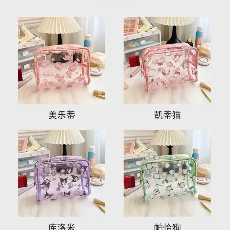 

Sanrio мультяшная косметичка Hellokittys Kuromi My Melody, большая вместимость, высокий внешний вид, милая портативная дорожная модная мультяшная сумка