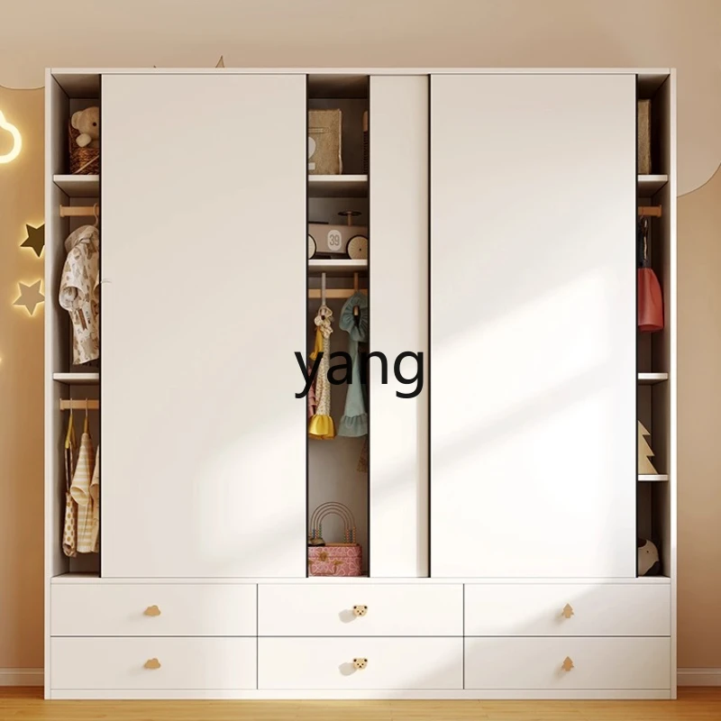 

LH large wardrobe sliding door solid wood small apartment household sliding door wardrobe