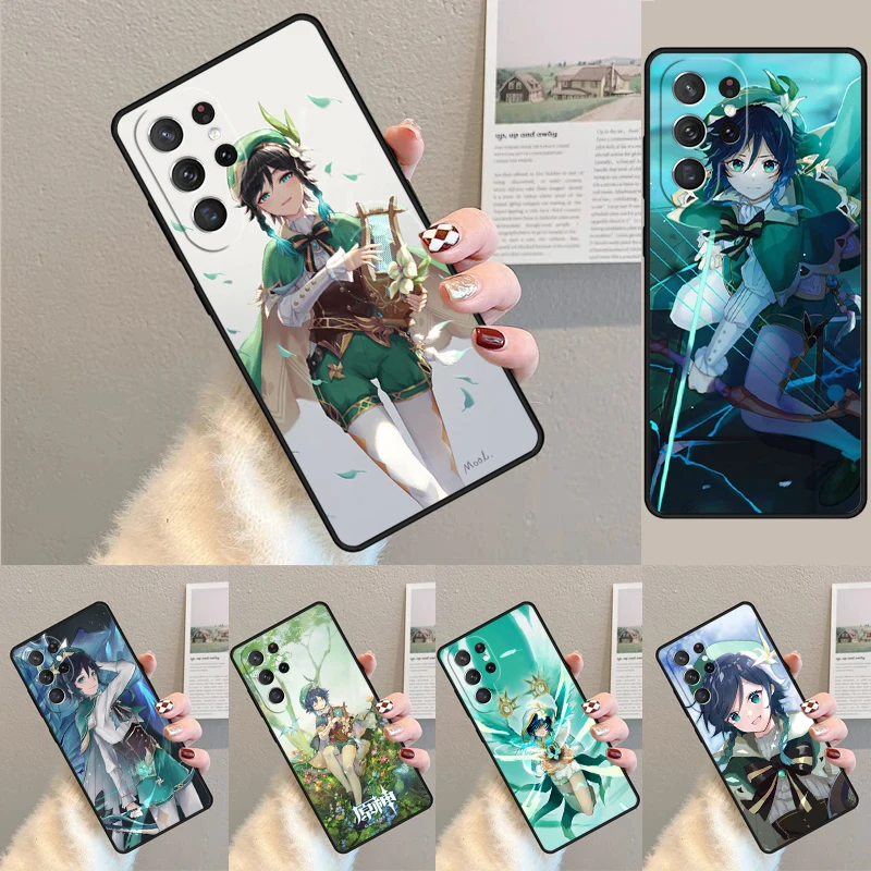 Cover For Samsung Galaxy S24 Ultra S21 S22 S8 S9 S10E Note 10 20 Plus FE S23 Genshin Impact Venti Phone case Coque