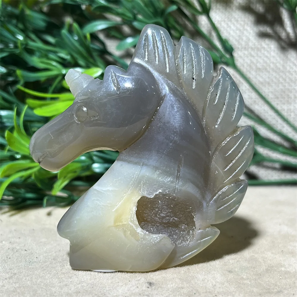 

Crystal Natural Agate Unicorn Carving Dream Rainbow Beauty Stone Quartz Decoration Reiki Gemstone High Quality Beauty Healing