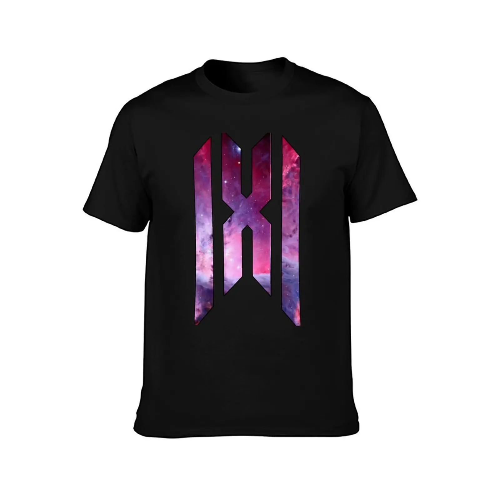 Monsta X Logo (Purple-Red Galaxy) T-Shirt Summer Casual Cotton Tee Oversized Streetwear Tops Vintage Graphic Print