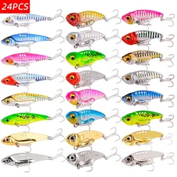 24PCS Metal Sinking Spinner Crankbait Vibration Bait for Bass Pike Perch Fishing Kit 3G-25G Bionic Hard Jigbait Fishing Tackle