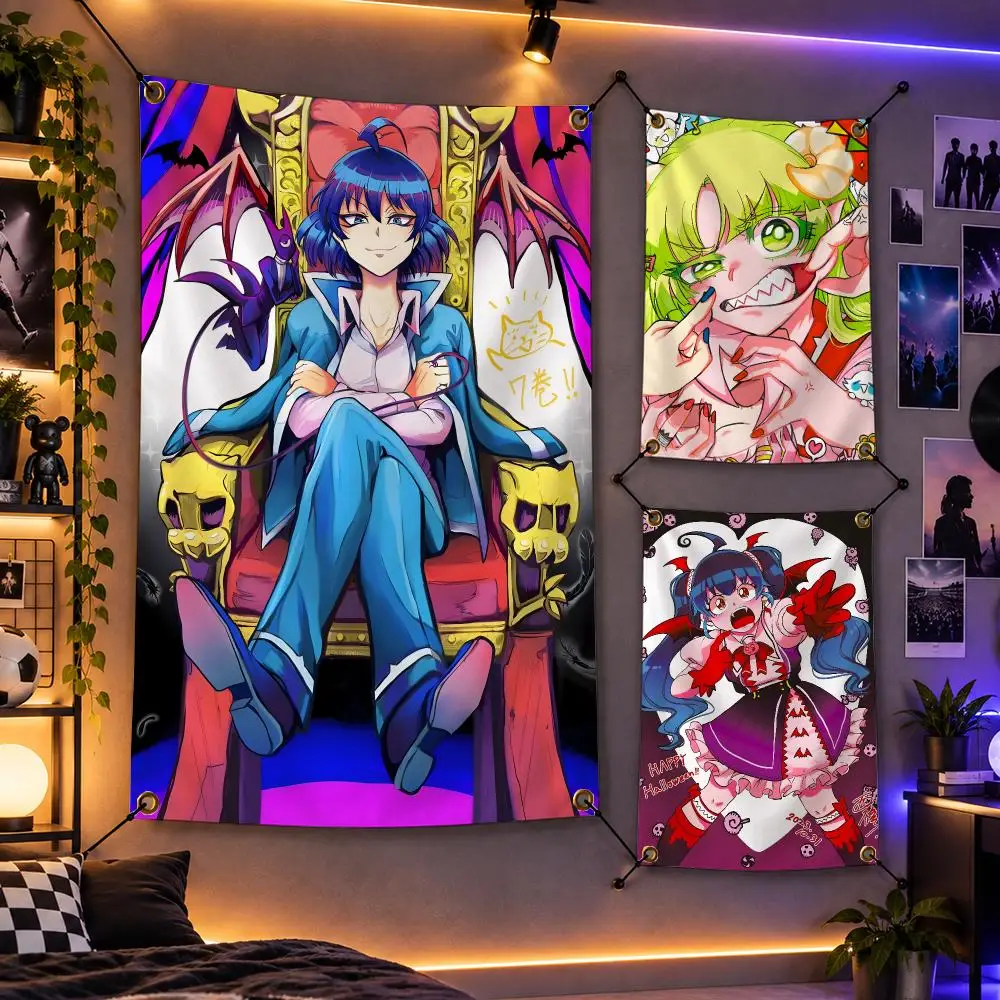 Anime Demon School Iruma Kun Comedy Flags Personalized Flag Room Dorm Camping Picnic Garage Bar Indoor Outdoor Wall Decor
