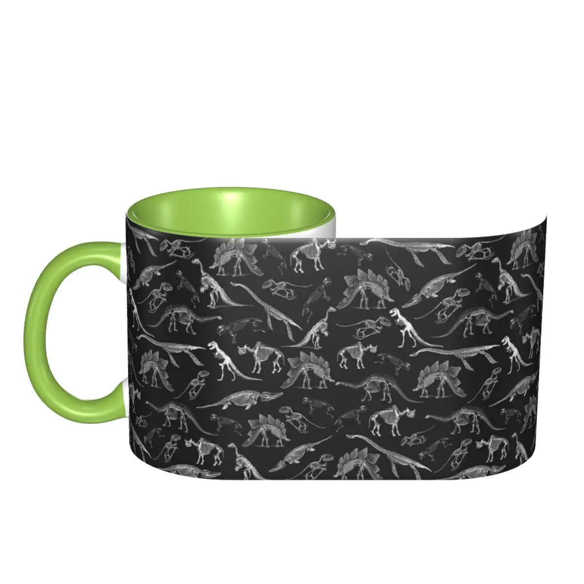 Classic Black And White Dinosaur Skeleton Fossils Mug Funny Ceramic Coffee Cups Tea Mugs Milk Cup Drinkware Gift for Woman Man