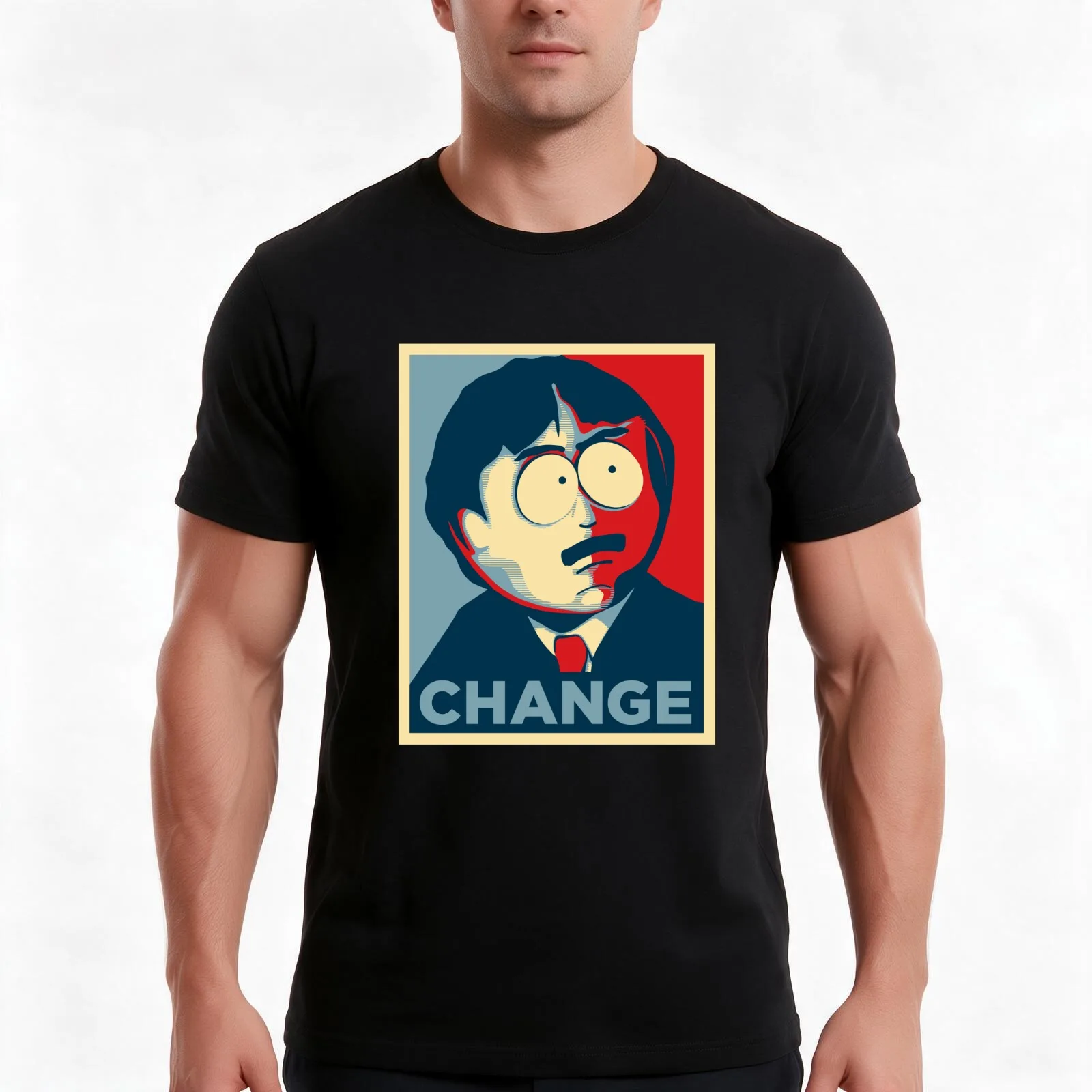 Randy Marsh - CHANGE T-Shirt, Summer Casual Cotton Tee, Oversized Streetwear Tops, Vintage Graphic Print, Loose Fit Short Sleeve
