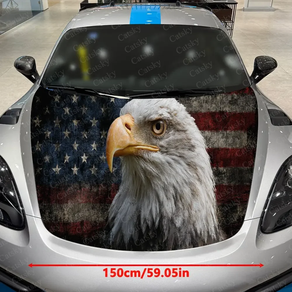 Patriotic Bald Eagle Car Hood Stickers, Decorative Pattern Car Stickers, Car Self-adhesive Scratch Resistant Decals Auto Accesso