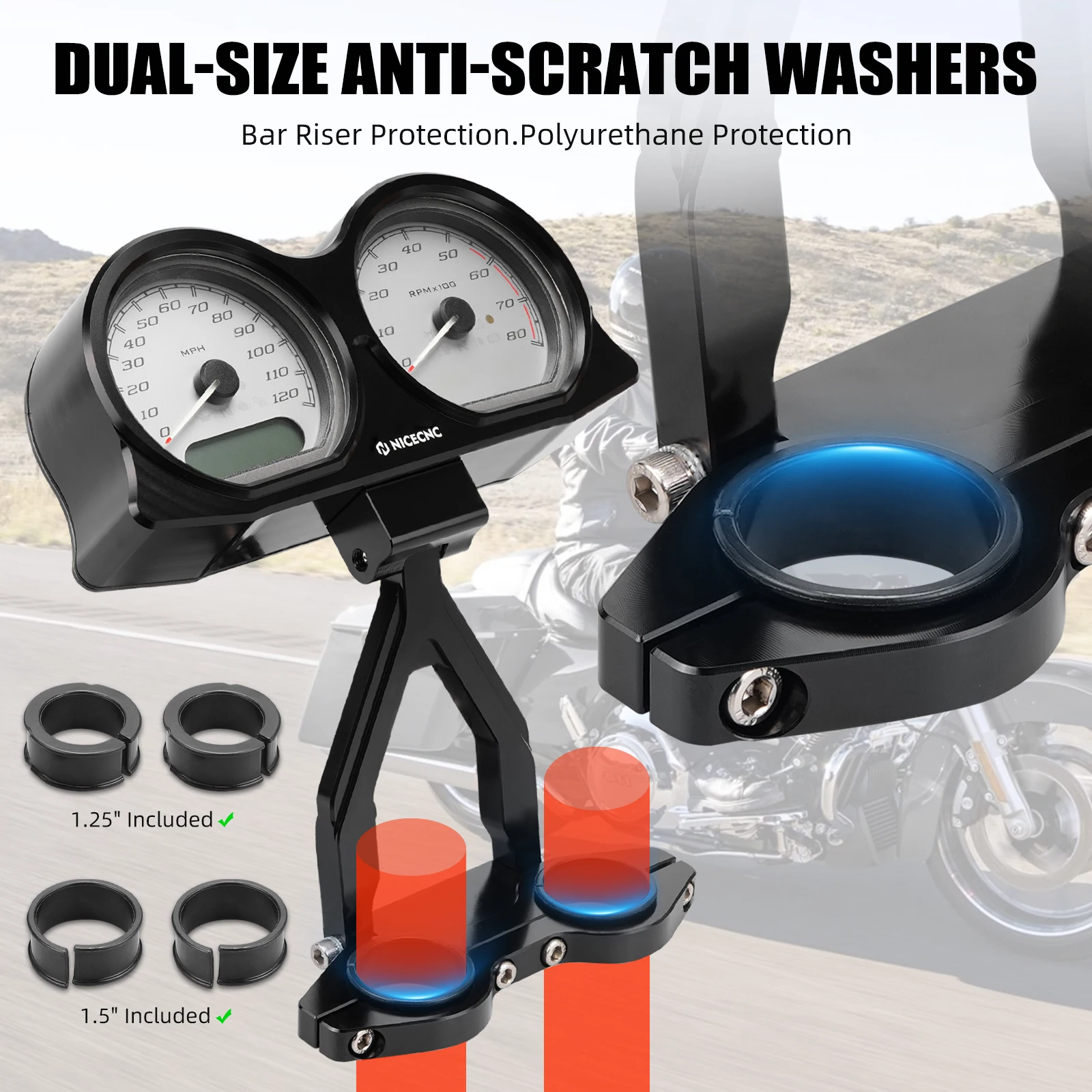 Modular Kickback Handlebar Riser Gauges Bezel Gauges Relocation Mount Bracket Kit For Harley Road Glide/Special FLTRXS 2015-2023