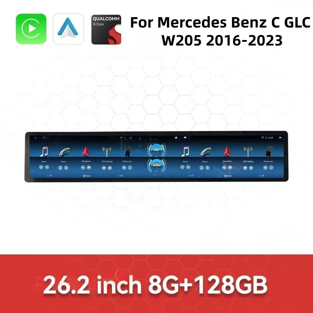 Android 14 Radio For Mercedes-Benz GLC CLA W205 2015~2022 Qualcomm Multimedia GPS Navigation Car Radio Stereo Receiver Head Unit