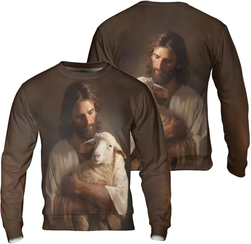 

New Christian Cross Fashion 3D Jesus Christ Sweatshirt Men Women Pullover Costume Christian Women Mens Crew Neck Hoodies Men Top