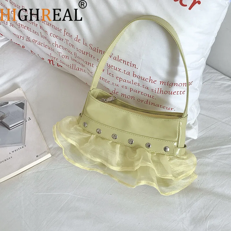 

New Fresh and Sweet Handbag Universal Single Shoulder Bag Korean Version of the Mesh Casual Designer Underarm Bag