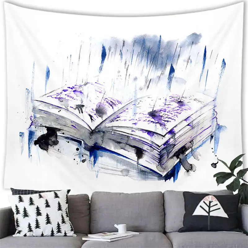 Creative Book Imagination Tapestry Wall Hanging Creative Book Printing Decor Tapestry Home Room Decoration Background Wall Decor