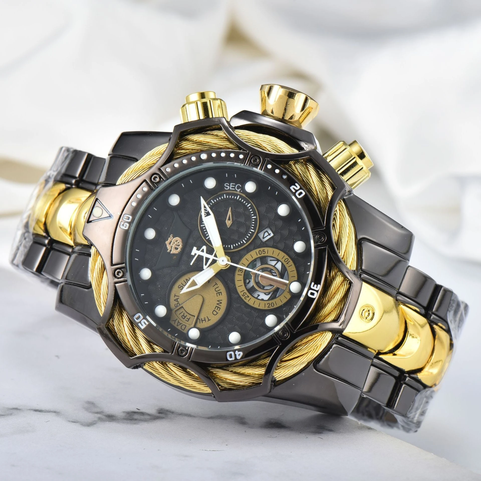Undefeated Men Watches Reserve Bolt Zeus Three-eye Decorative Original Big Dial Quartz Male Watch AAA Clock Relogio Masculino