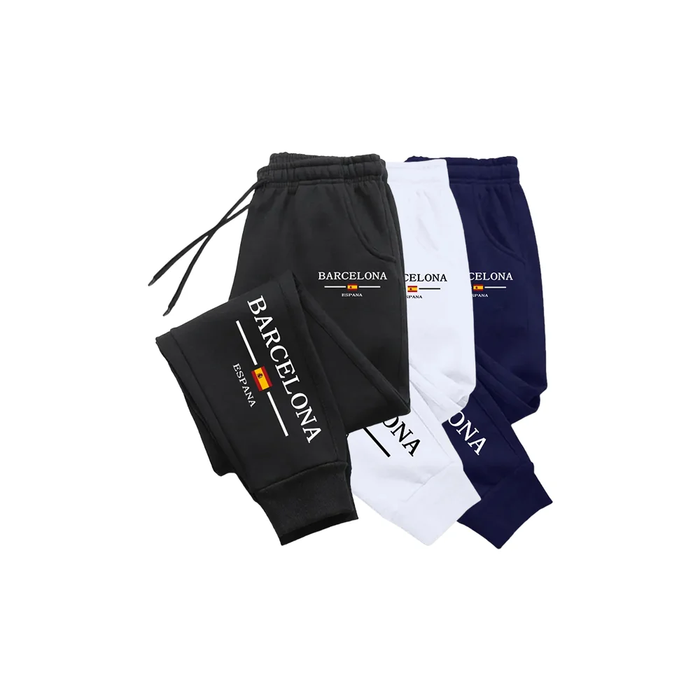 

Autumn and Winter Casual Sports Trousers High Grade Male Football Long Pants Hot Sale Barcelo na Printed Sweatpants for Men