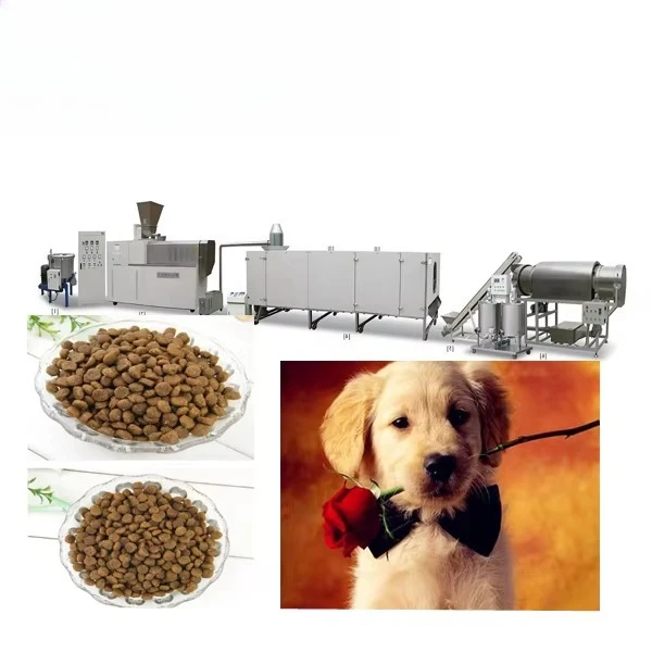 خط تجهيز أغذية الكلاب الأوتوماتيكي من الفولاذ المقاوم للصدأ مع محرك تحكم PLC بثق مزدوج المسمار