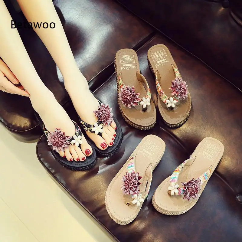 Sunflower Toe Ring Thong Slippers Women Summer Casual Slip On Sandals Beach Vacation Comfortable Shoes