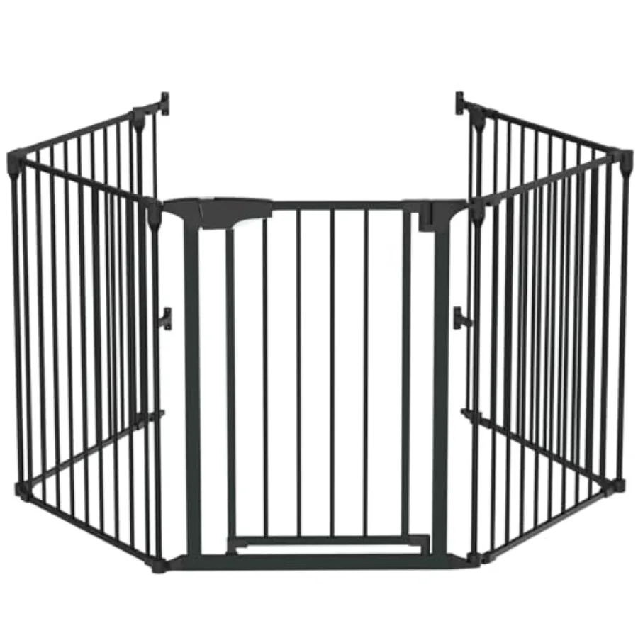 

134 Inches Wide Configurable Baby Gate, Fireplace Safety Fence/Guard, Adjustable 5-Panel Metal Play Yard for Toddler/Pet/Dog, Ch