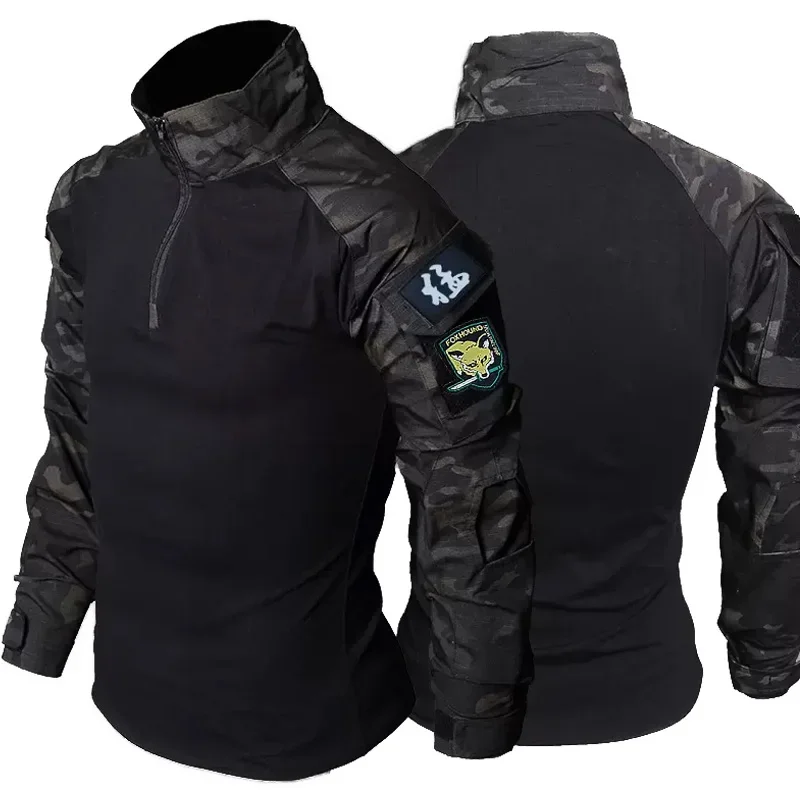 Koszulki Airsoft Paintball Multicam CP Camo Bawełniana Koszula Taktyczna Męska Wojskowa Koszulka Bojowa Odzież Myśliwska Odporna na Zużycie