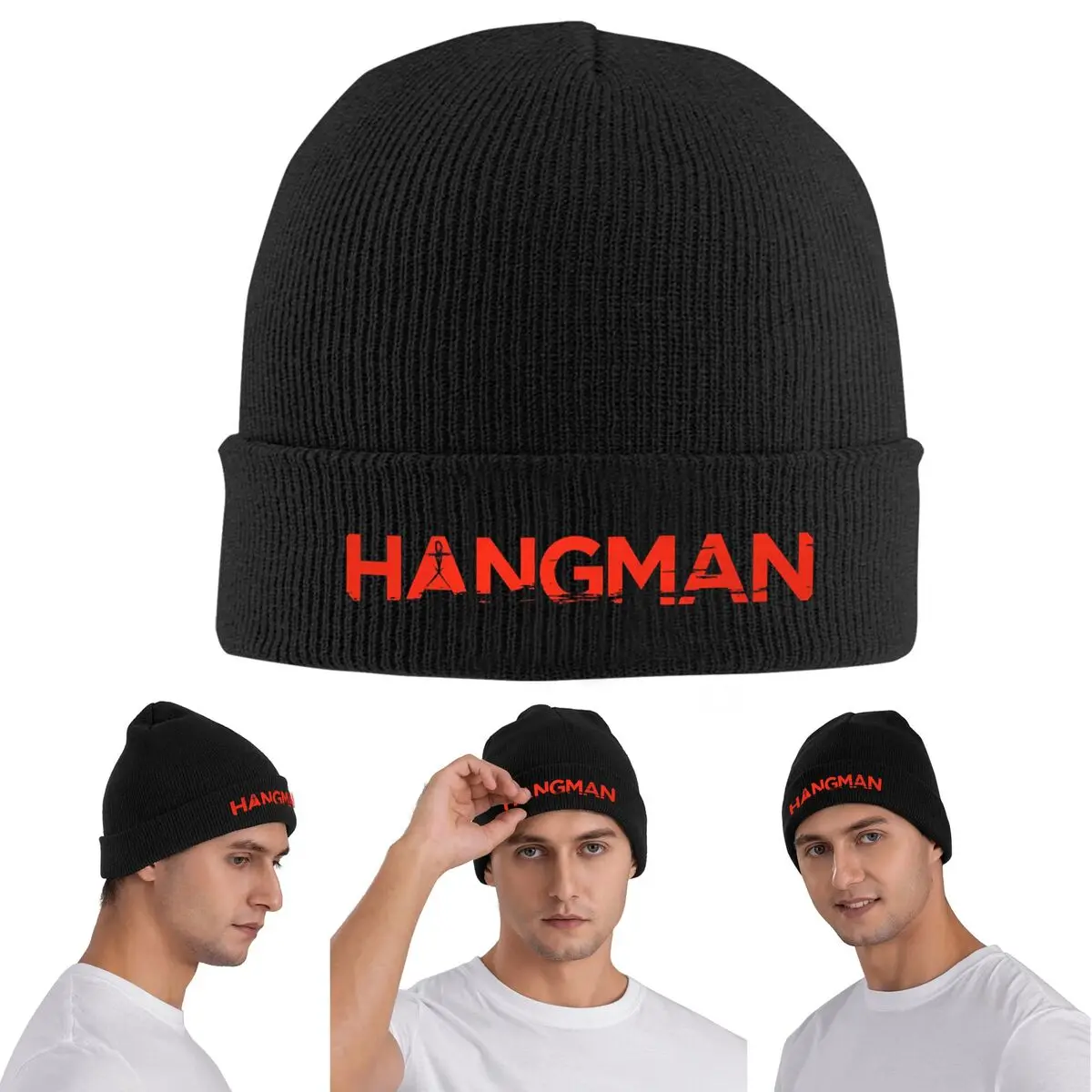 

Теплая вязаная шапка с логотипом Hangman, зимняя вязаная шапка с капюшоном, шапочки Skullies, шапки в стиле хип-хоп для унисекс