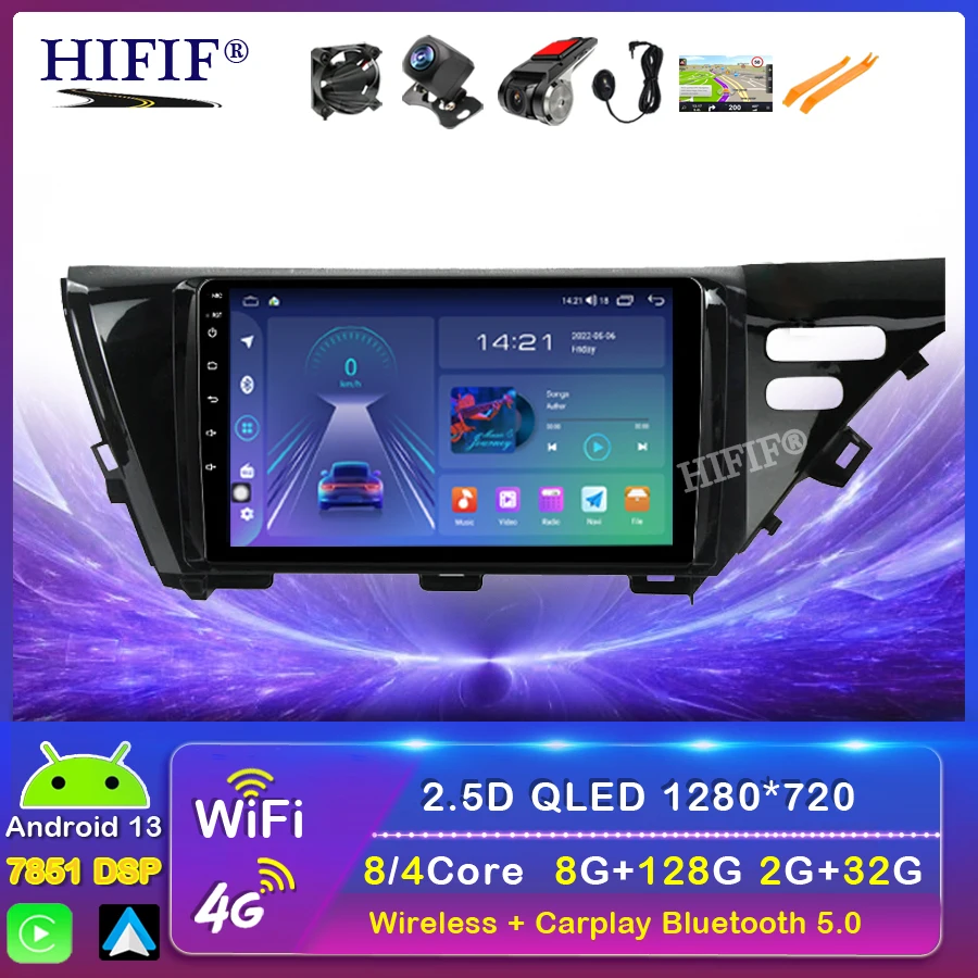 Radio Multimedia con GPS para coche,reproductor de vídeo con Android13,Carplay,WIFI,4G,para Toyota Camry 8 XV 70 2017-2020,BT