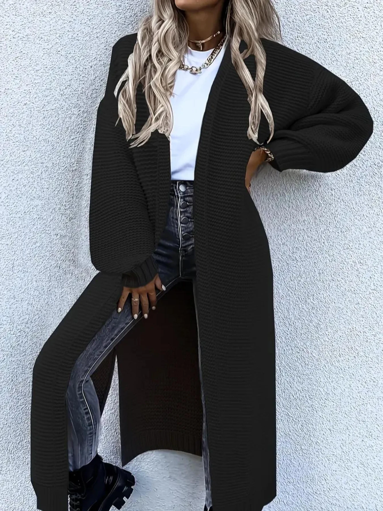 سترة نسائية بأكمام طويلة بلون سادة مفتوحة من الأمام كاجوال يوميًا للمكتب للسيدات لخريف وشتاء #3