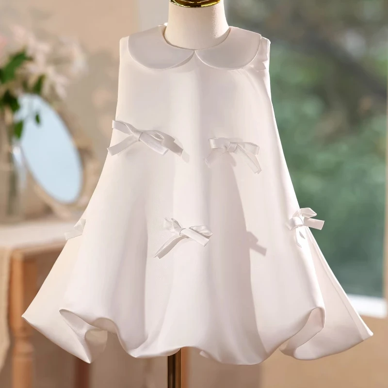 Girls Princess Dress Kids Host Performance Gown Clothes Flower Girl Wedding Celebration Formal Dresses Birthday Party Evening