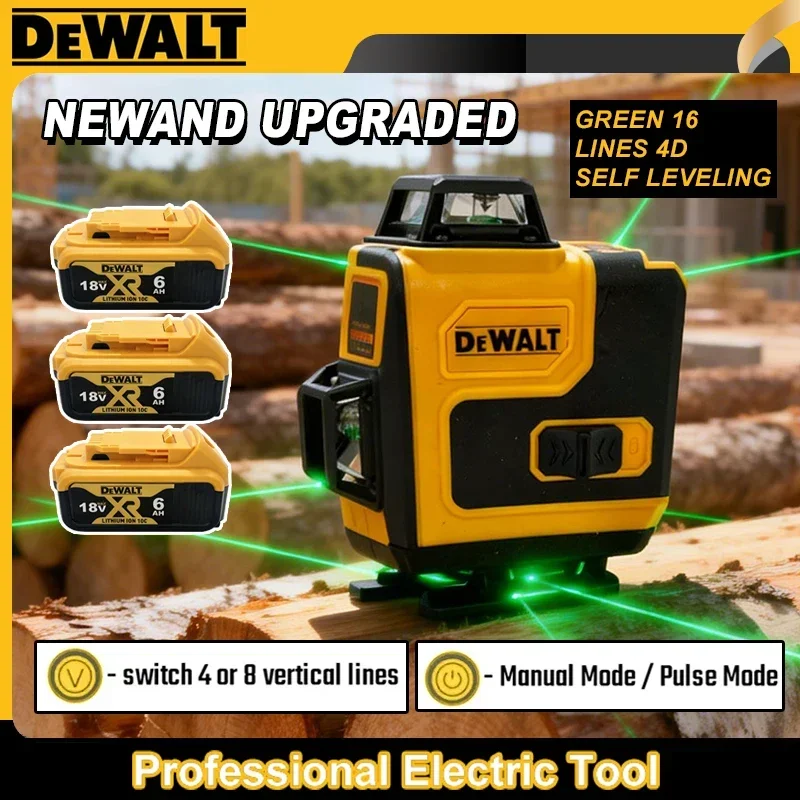 

Лазерный уровень DEWALT 360°, зеленый, 16 линий, 4D, самовыравнивающийся, 360° по горизонтали и вертикали, сверхмощный луч для строительных работ