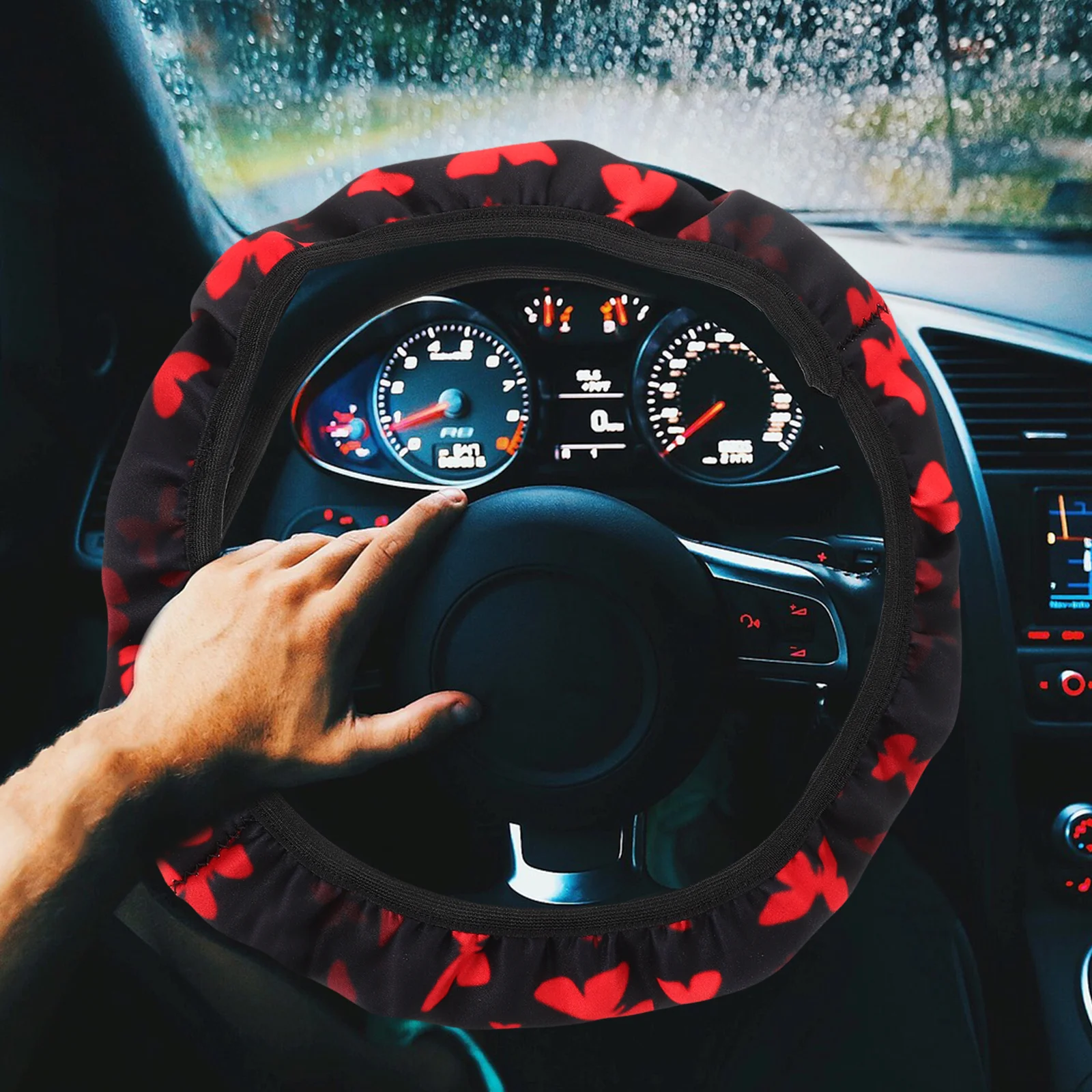 

Steering Cover Cute Cat Print Anti-Skid Car Wheel Cover Large Animal Steering Wheel Protector For Cars