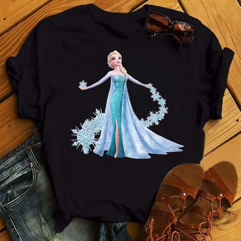 Frozen Anna Princess Women T Shirt Streetwear Summer T-shirt Harajuku Punk T-shirts Tops Tee Hip Hop Loose Female Clotehs Tops