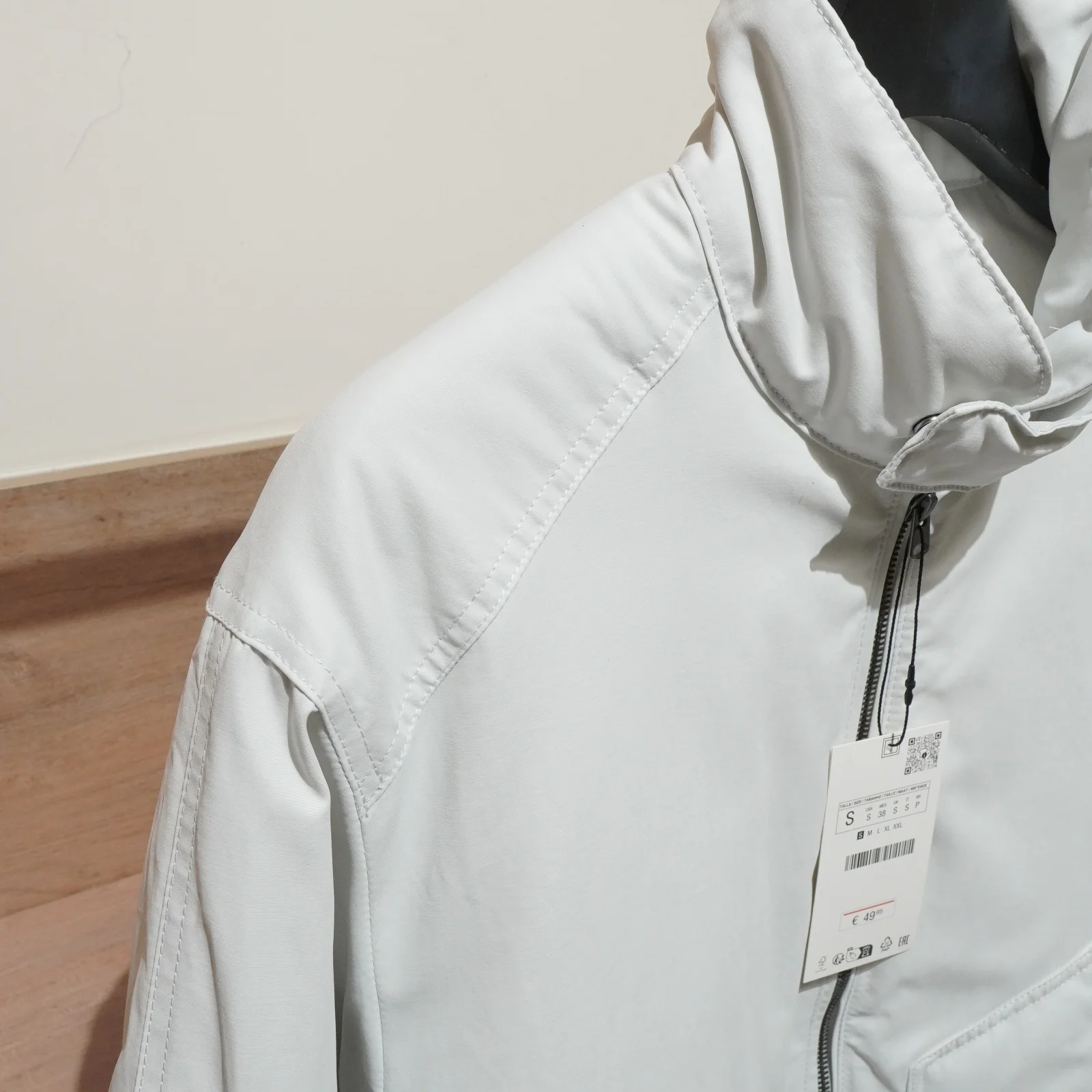 Moda europeia e americana masculina gola alta simples jaqueta de algodão curto solto casaco de algodão branco