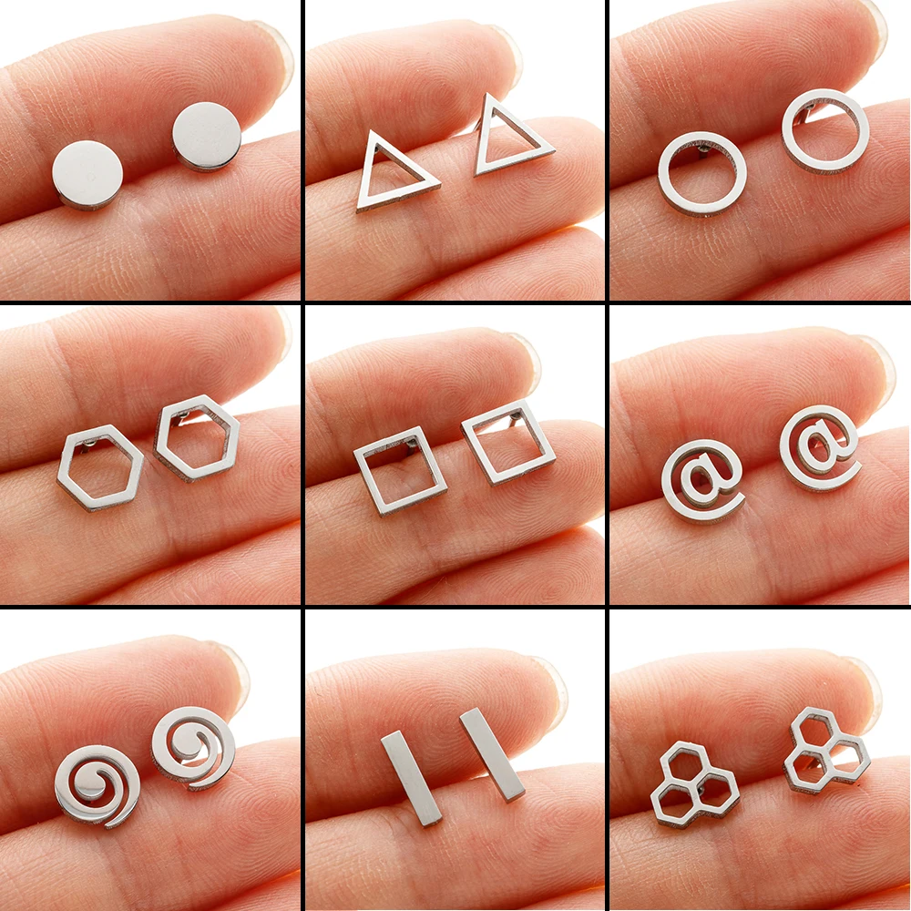 Edelstahl runde schwarze Ohr stecker Punk Ohr stecker für Männer geometrische Ohrring für Frauen Männer Premium Schmuck Geschenke pen dientes