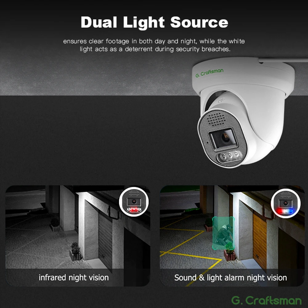 C,D GC,XMeye,D,S-ONY, 6MP, POE,TF فتحة بطاقة، مكبر صوت، صوت، تحذير، Onvif، فيديو CCTV، أمن المراقبة G.Craftsman