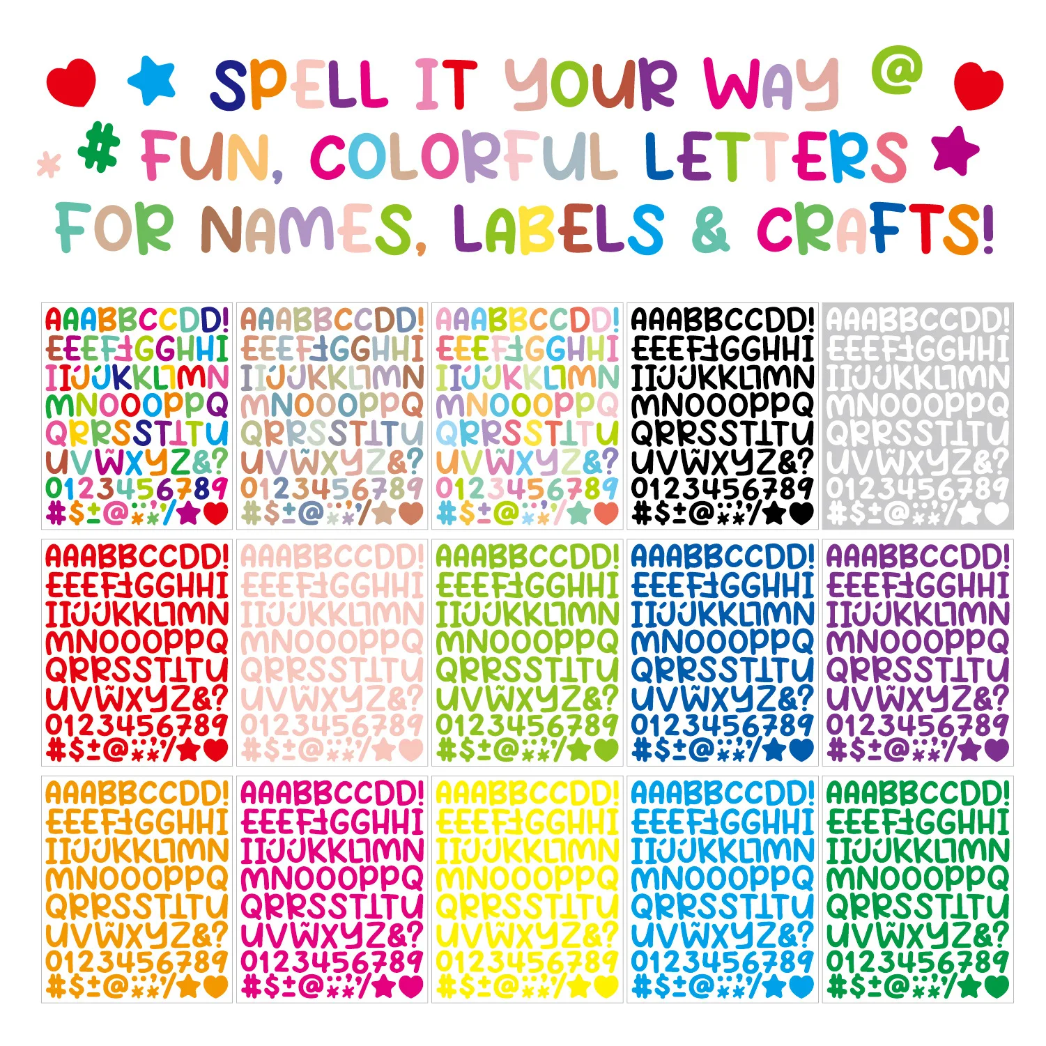 1매 1인치 비닐 만화 ABC 스티커 귀여운 자가 점착 알파벳 및 숫자 스티커 (어린이용, 스크랩북, 물병 공예용)