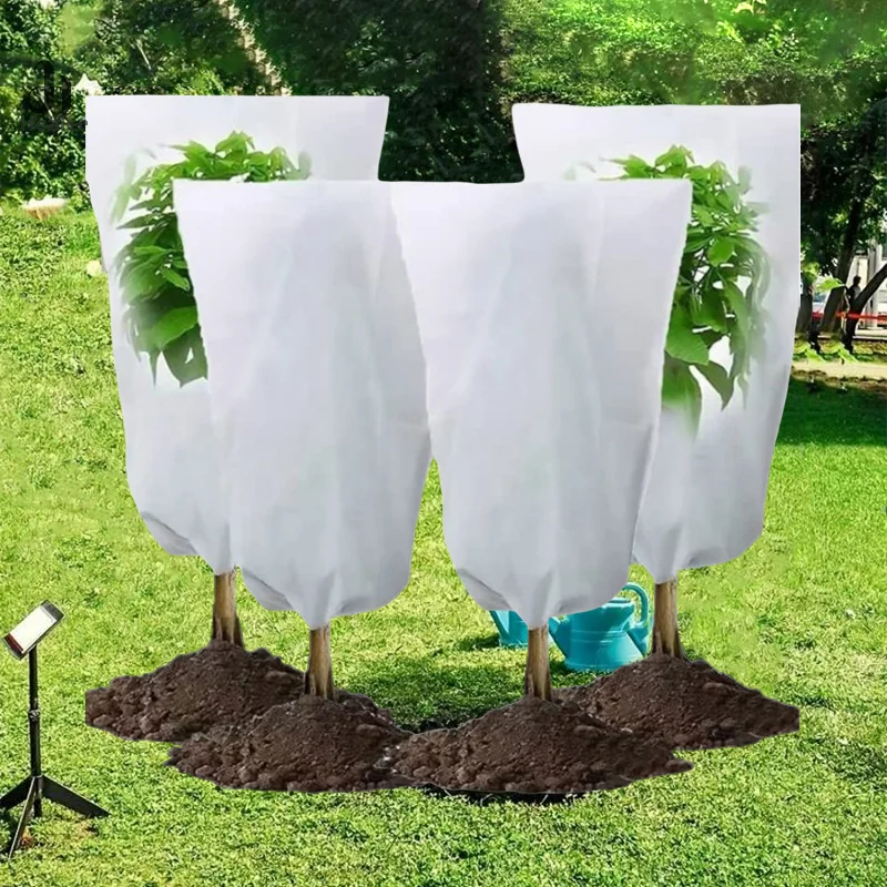 4Pcs Frost Cloth Covers With Drawstring For Shrub For Outdoor Adjustable Drawstring Plant Protector Winter Plant Protection Set