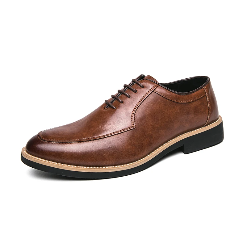 Zapatos formales de fiesta para hombre, zapatos de cuero brillante, puntiagudos con cordones, zapatos de negocios elegantes y clásicos, marca de gama alta, entrega gratuita