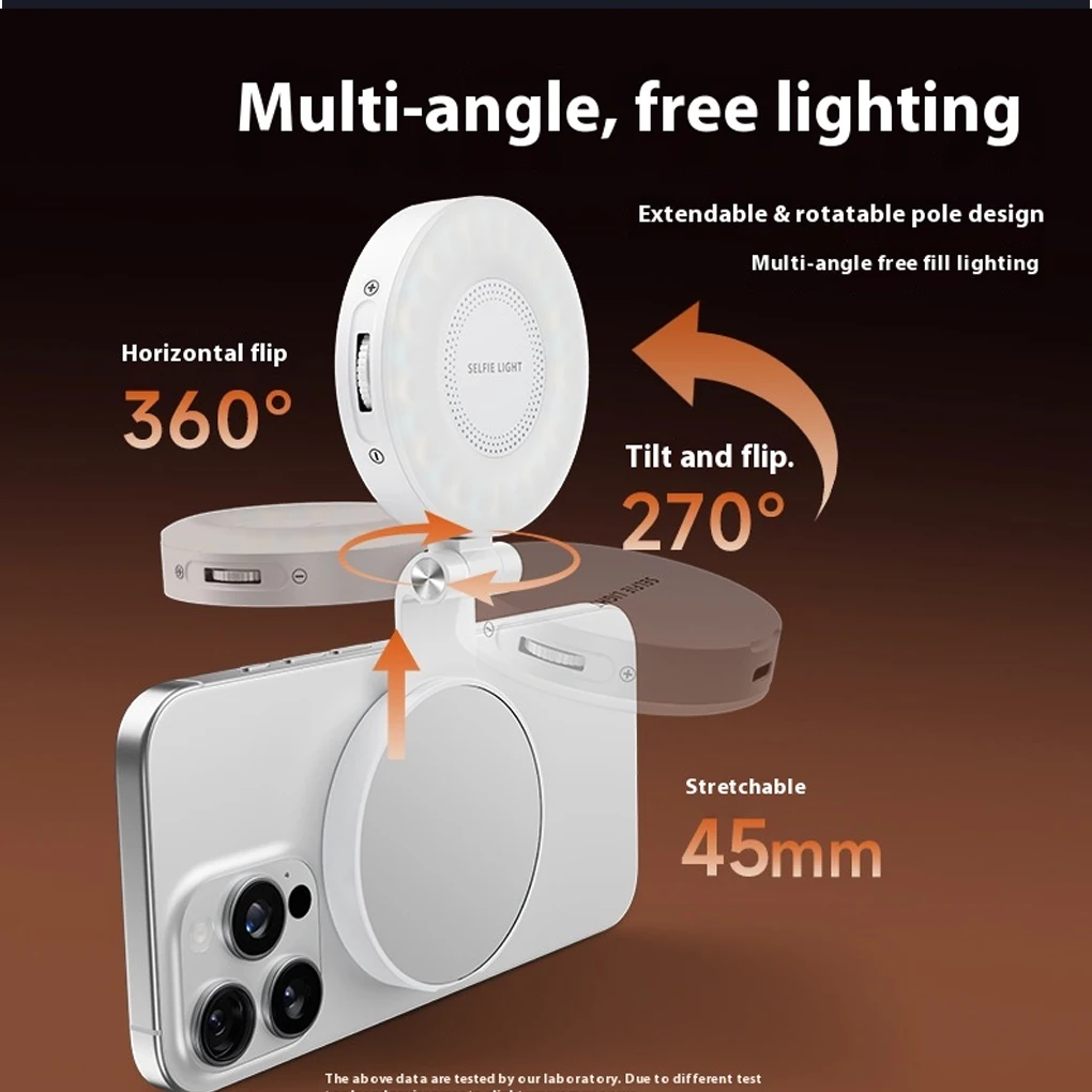 LED Selfie Fill Light for Magsafe Phone Adjustable Brightness Magsafe-Compatible Smartphone Vlog Photography Video Accessory