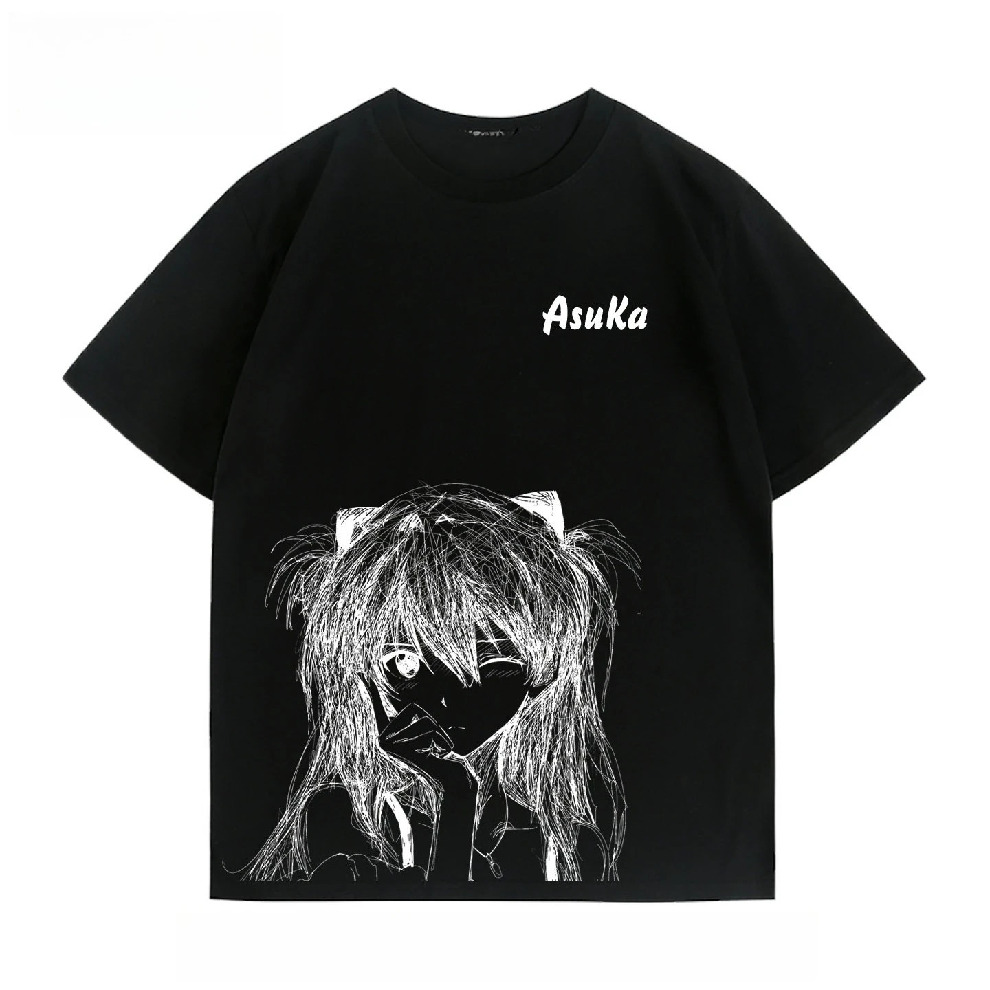2026 New Neon Genesis Evangelion Asuka Printed Short Sleeve T-shirt Men's and Women's T-shirt Men's Top Sports T-shirt Y2K Tee