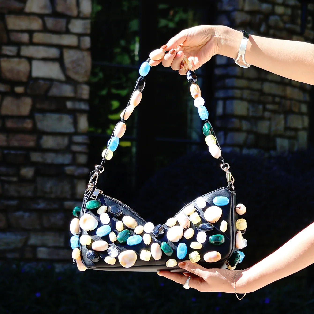 

NEW Colored stones Evening Clutch Bag for Women Wedding Party Handbag