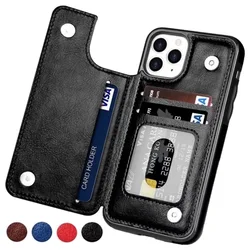 Leather Retro Card Holder Flip Cover for iPhone 15 14 13 12 11 Pro Max Mini Wallet Case XR X XS Max 8 7 6S 6 Plus SE3 2022 2020