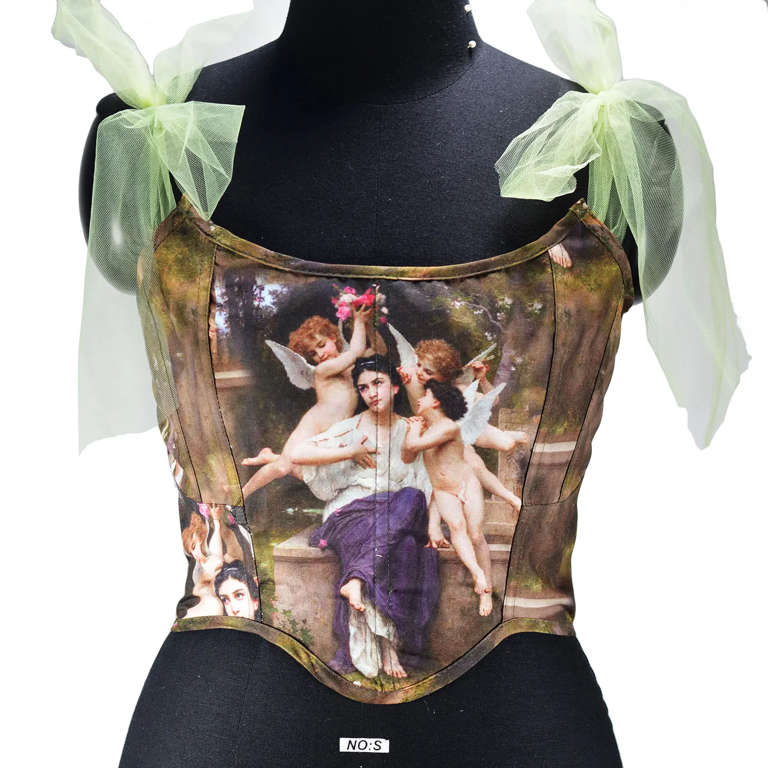 

Зеленый корсет с винтажным принтом, топ в стиле Ренессанс, корсет из прозрачной сетки, корсет для коррекции фигуры и утягивающий корсет