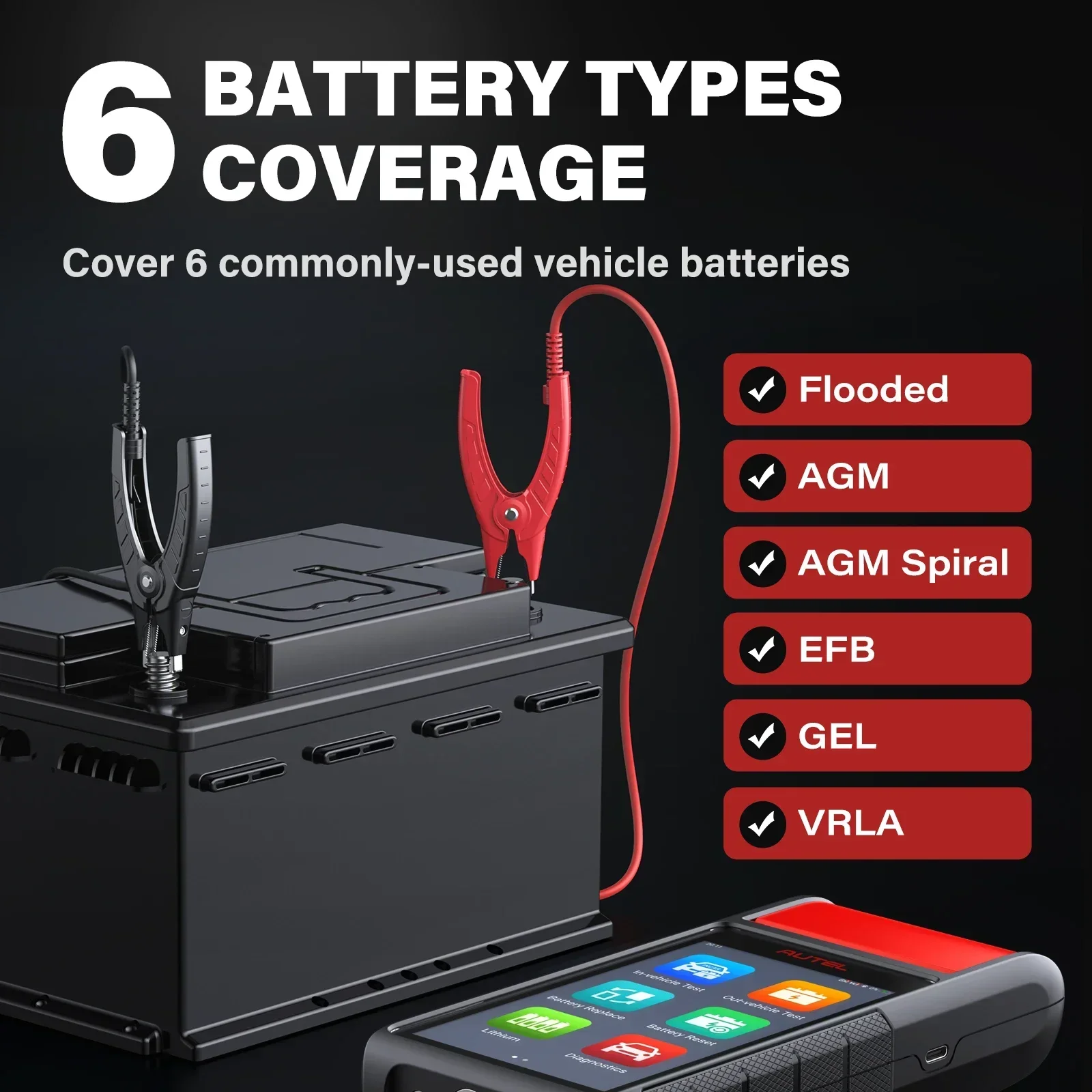 

2026 Autel maxibas bt608e battery detector with all system diagnostic function built in printer automotive battery voltage te