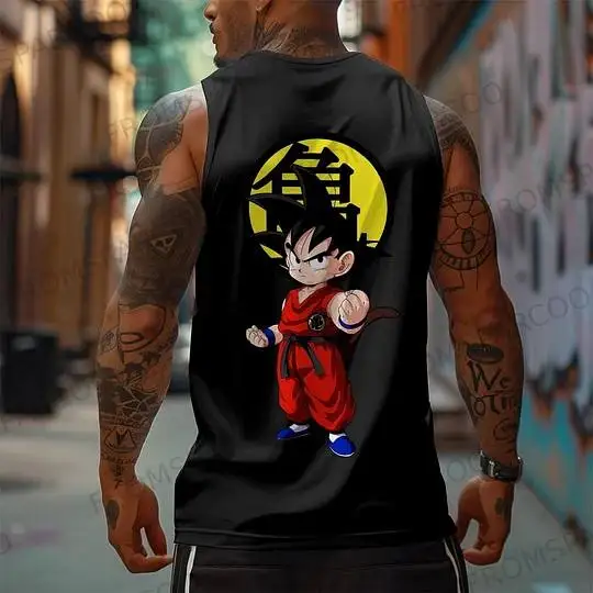 Dragon Ball Z Goku mouwloos shirt heren sneldrogende fitness tanktop gym workout basketbal vest mesh ademend het hele seizoen slijtage