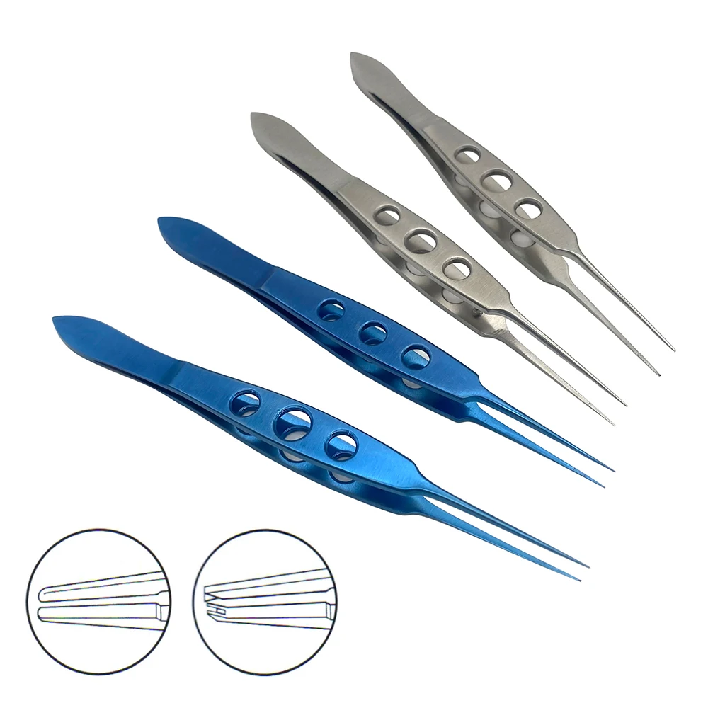 108mm Tying Toothed tweezers Micro Forceps Straight Dental Ophthalmic Microsurgical Instruments