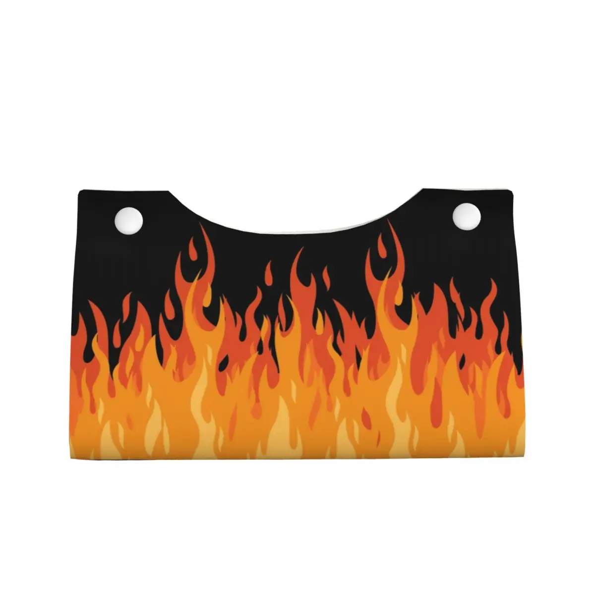 Custom Big Fire Orange Flames Tissue Box Cover Rectangular PU Leather Vintage Burning Flame Facial Tissues Holder for Bathroom