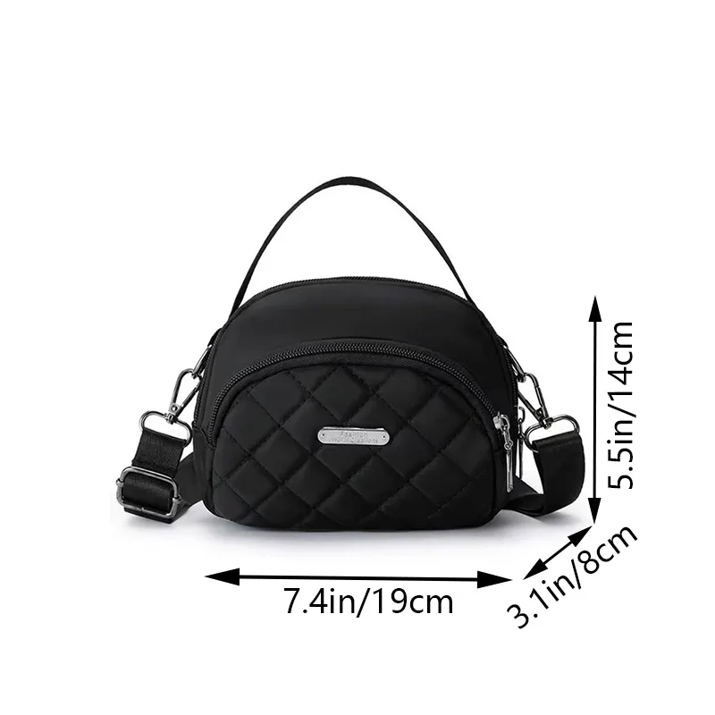 Lässige Gesteppte Nylon-Handtasche - Vielseitige Umhängetasche mit Mehreren Taschen, Abnehmbarer Schulterriemen für Damen – Detail 7