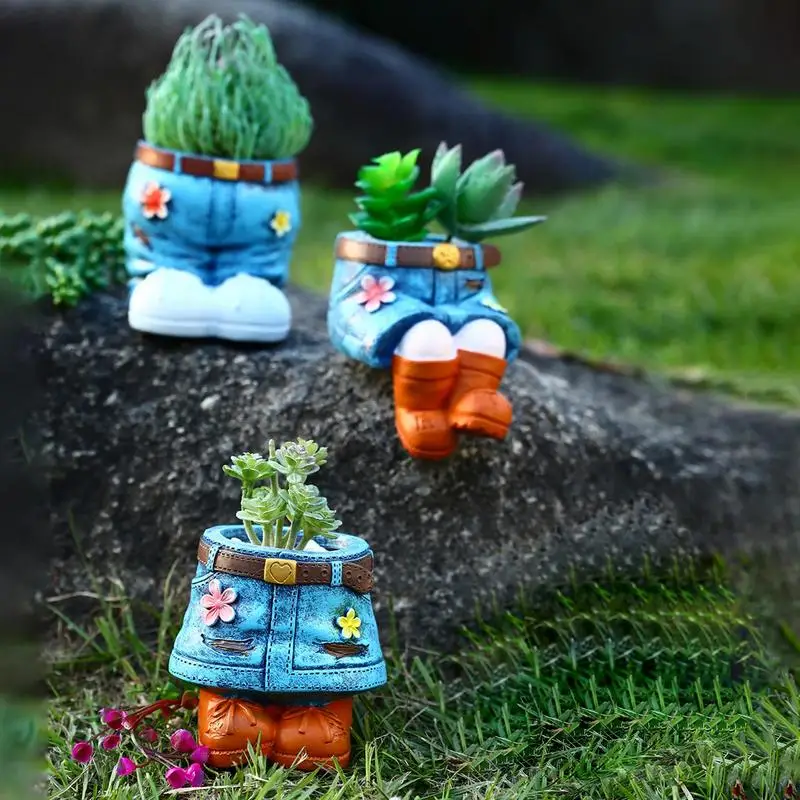 Unique Plant Pots Jeans Denim Skirt Pot For Indoor Plants Farmhouse Crafts Table Ornaments Garden Planter For Indoor Potted