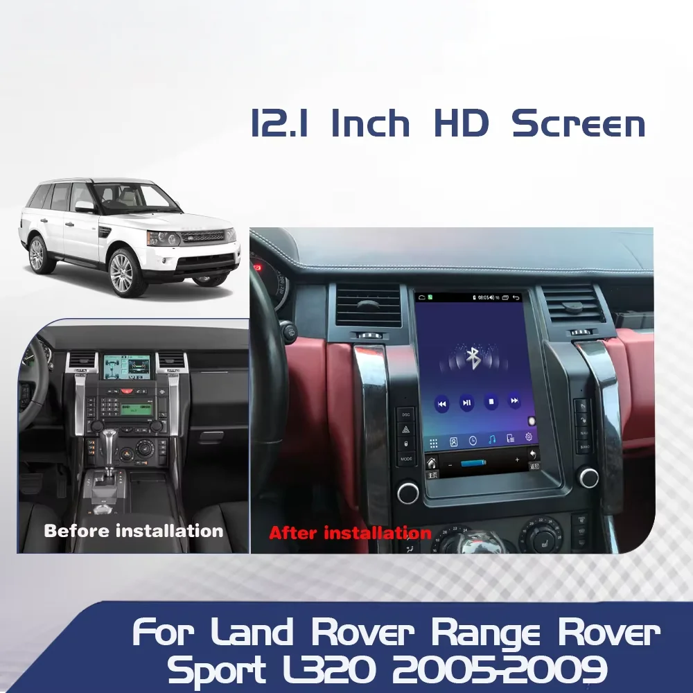 

12.1-дюймовая автомагнитола на Android 14 для Land Range Rover Sport 2005-2009, автомобильная мультимедийная система с CarPlay, Auto, Wi-Fi, Bluetooth, 4G, 2DIN