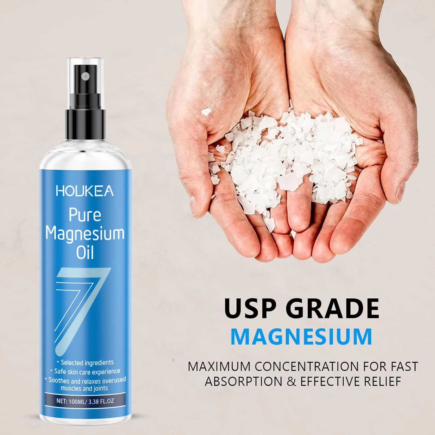 Pure Magnesium Oil Spray - USP Grade Magnesium Chloride Liquid for Foot & Body Care Spray for Relaxation & Quick Absorption100ml view 4